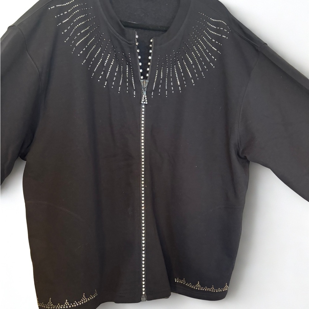 Sparkly Black Zip-Up sweatshirt.